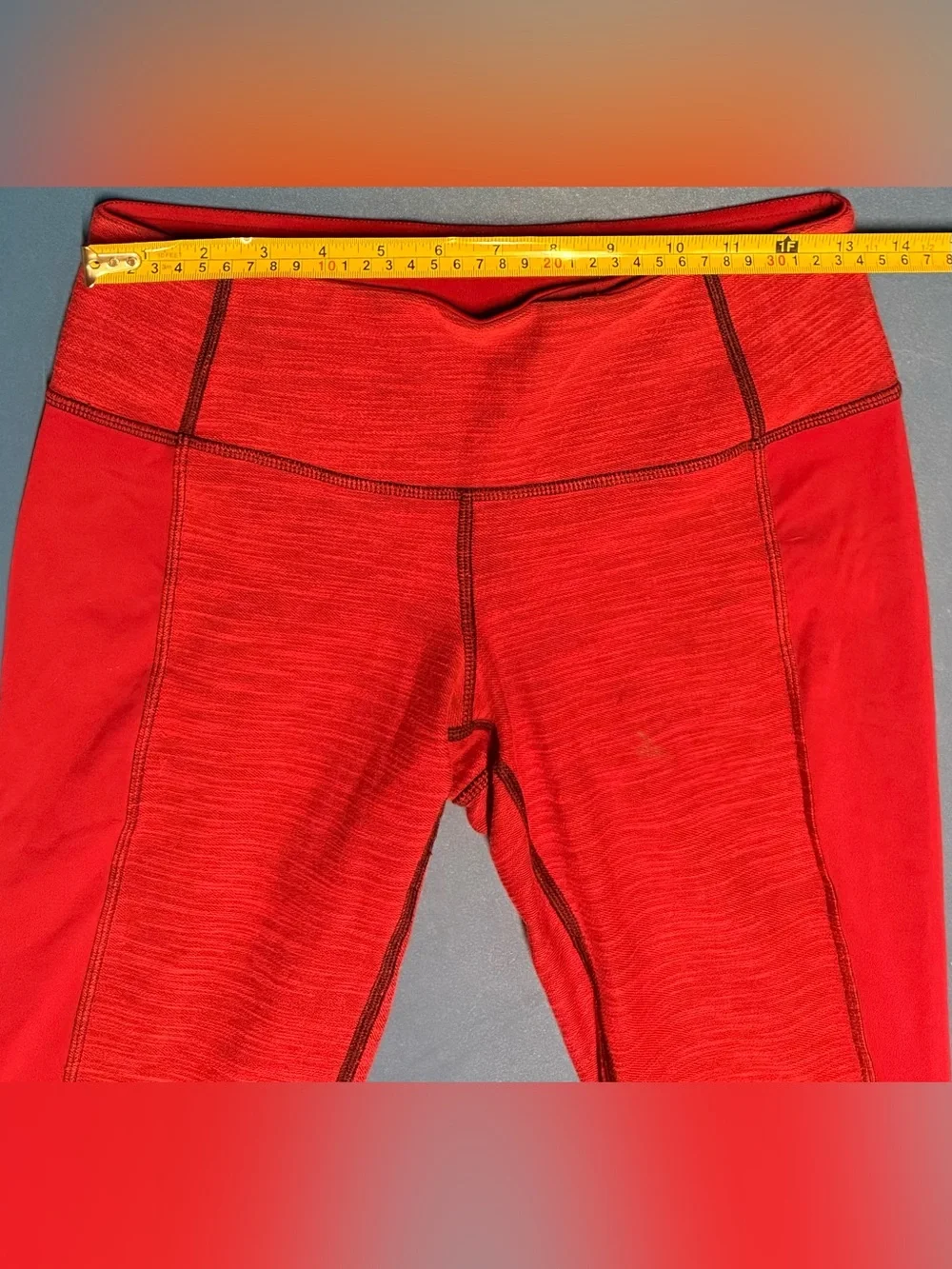 Lululemon Red Heathered Moto Leggings Side Pockets Full Length